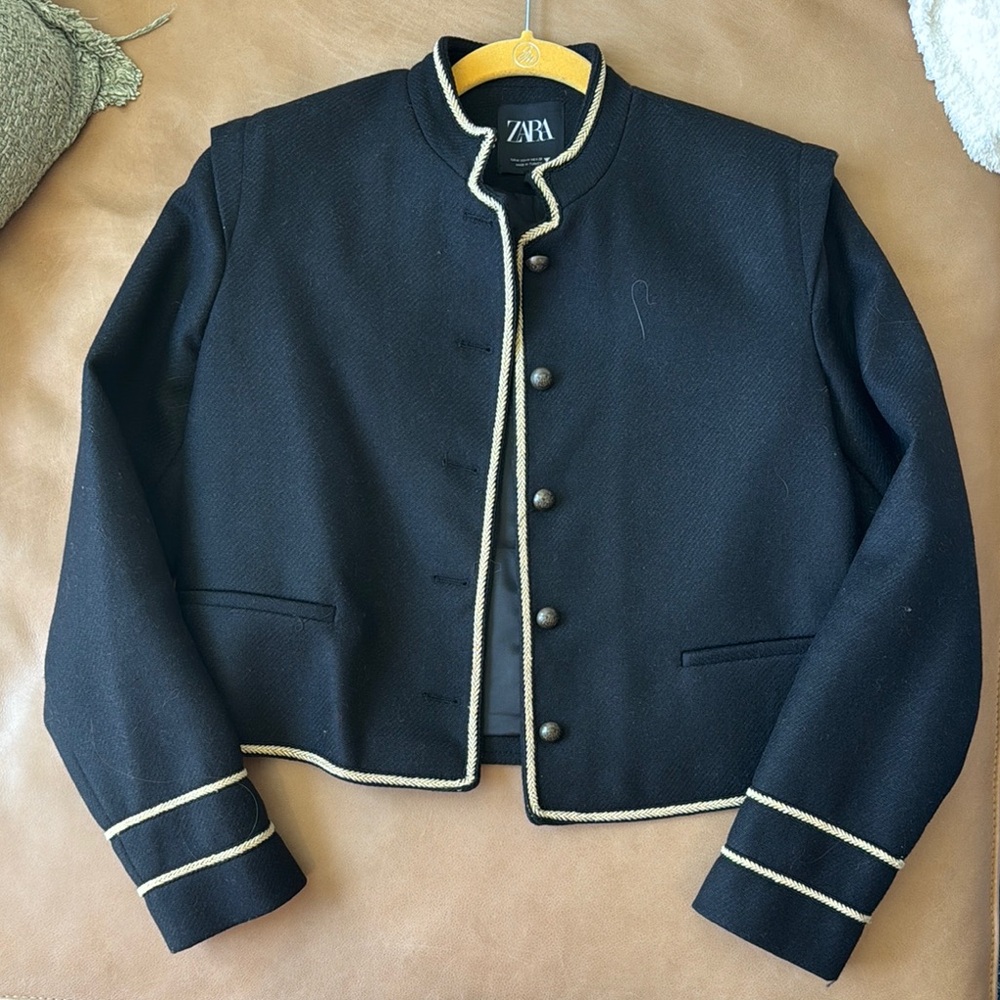 Zara cropped wool army jacket